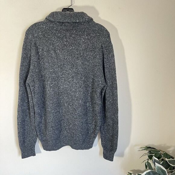 UNTUCKit Mens Cowl Neck Lambswool Wool Blend Sweater Salt Pepper Gray Knit L - Picture 4 of 4